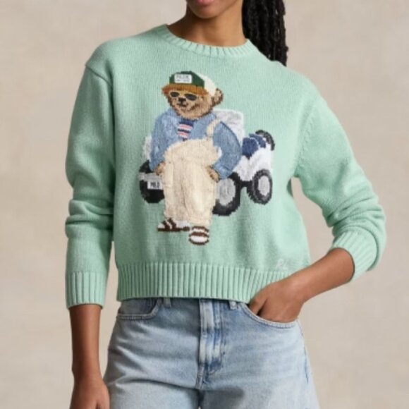 Ralph Lauren Mint Crewneck with Bear Design - Picture 1 of 7